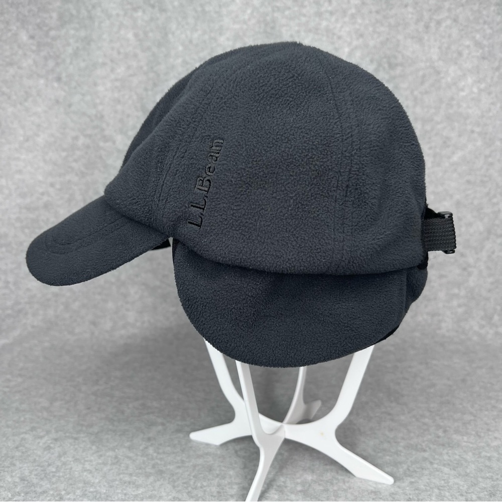L.L. Bean Mens L/XL Vintage PolarTec Fleece Hat Dark Gray Black Y2K Adjustable